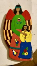 ANGEL OF HOPE  Hand made Hand-Painted Wooden Angel Wall Art Plaque