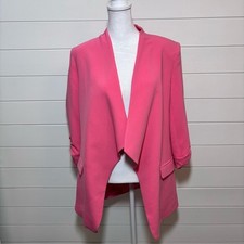Zara Fuchsia Pink Rolled Up Sleeve Blazer Open Style Size S