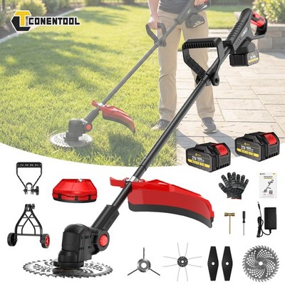 CONENTOOL 10'' Rasentrimmer Rasenmäher 2×4Ah Akku 1200W Bürstenlos Garten Hof