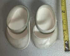 Vintage Baby Doll Shoes White With Small Ridges Along Bottom L2 1/2  xW1 1/2  