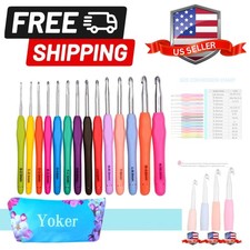 14 Sizes Crochet Hooks Set,2mmB-10mmN Ergonomic Crochet Needs with Case Soft ...