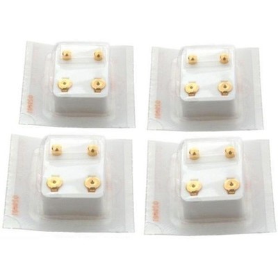 24K Gold Earrings Plated Ball Stud Piercing Jewelry, Pack of 4 Pairs
