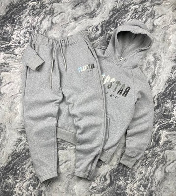 Trapstar London Tracksuit Hoodie And Pants Big Logo Drill Men Size M Gray