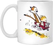 Calvin and Hobbes Trolley Cart Coffee Mug White Ceramic 11oz Tea Classic Cup