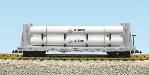 Trenes EE. UU. Escala G 17611A N&W Carga Tubería Flatcar #590360 Gris | Zustand: New