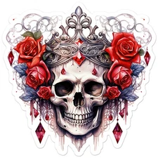 Skull Crown Roses Queen  - Vinyl Decal Sticker - Car Window Laptop - ebn11593