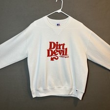 VTG Dirt Devil Crew Adult XL White Russell Athletic USA Made
