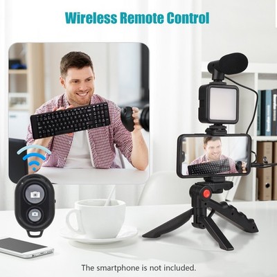 Smartphone-Vlog-Kit: Mini-LED-Videoleuchte + Nierenmikrofon + Ausziehbarer Hb1L