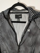 Hurley WINDBREAKER Jacket Youth Medium 10-12 Grey Black Dot Raincoat Skater Surf