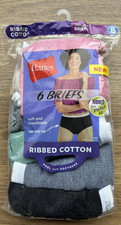 Hanes Women's 6pk Cotton Ribbed Heather Briefs Assorted - 8 NWT