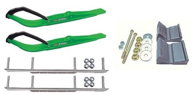 C&A Pro Green Razor Snowmobile Skis w/ 7.5'' Shaper Bars Complete Kit Polaris