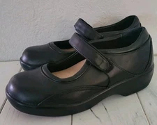 Apex Womens Sz. 7 Black Leather Mules w/Monk Strap B6000W Excellent Cond.