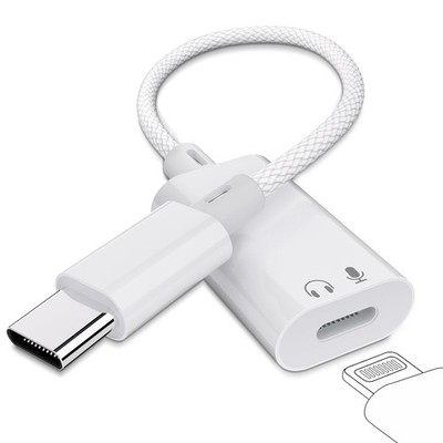 Vcddom USB C to Lightning Audio Adapter, Type C Male Female White 