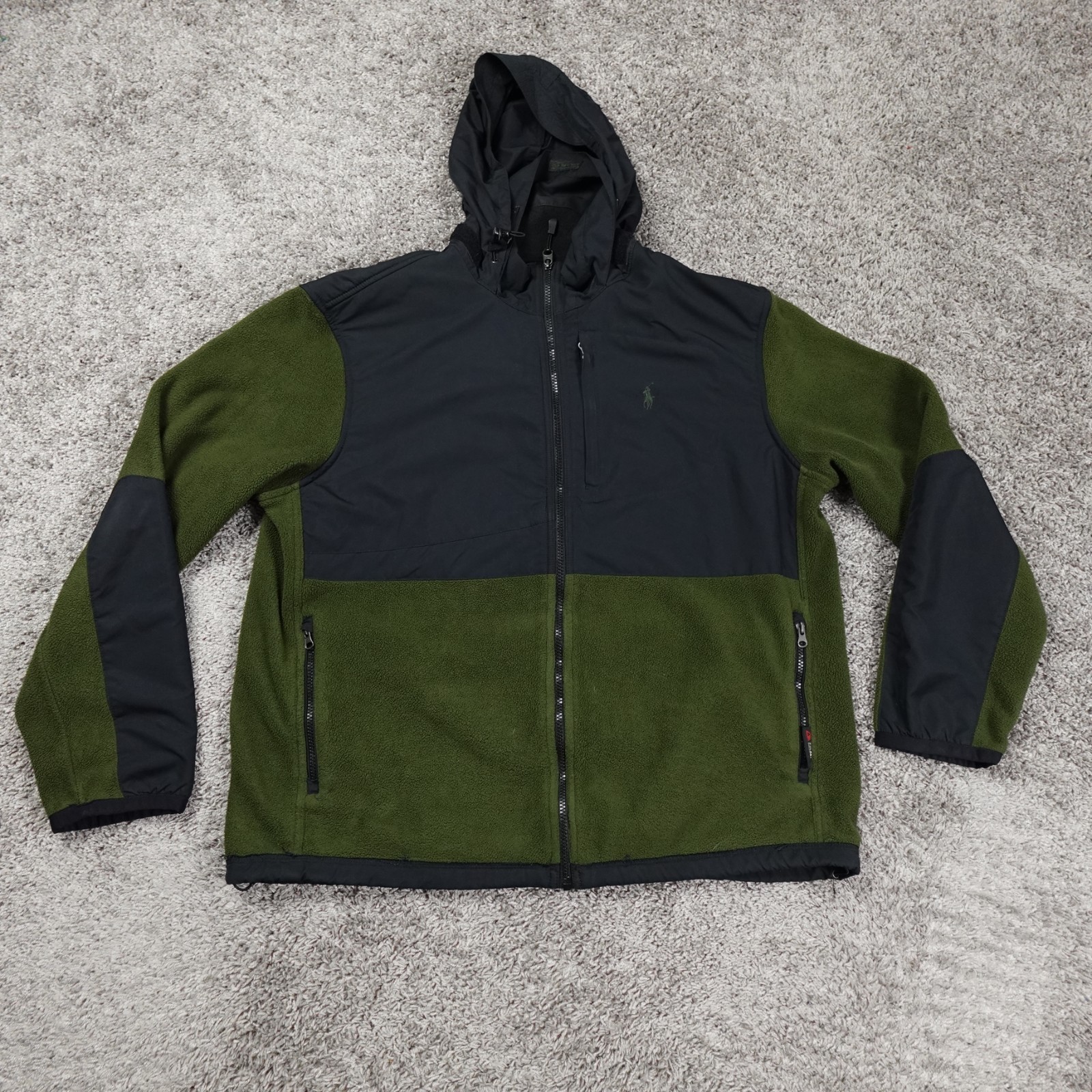 Polo Ralph Lauren Full-Zip Hybrid Fleece Jacket Olive Green Pony Logo Men’s XL
