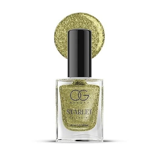 OG BEAUTY Starlet Nail Paint - Sunshine Gold (10 ml) | Glitter Effect, Vegan & C