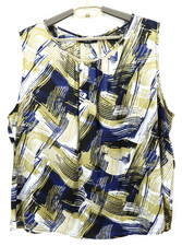 NINE WEST Women's Thin Polyester Tank Top Geometric Pleated Front Size 3X Plus