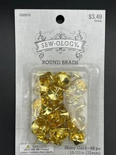 Sewology Round Shiny Gold Brads 15/32" 48pc