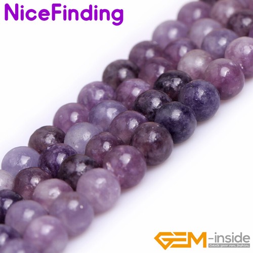 Natural Tourmaline Lepidolite Round Stone Beads For Jewelry Making Gemstone 15" - Picture 29 of 29