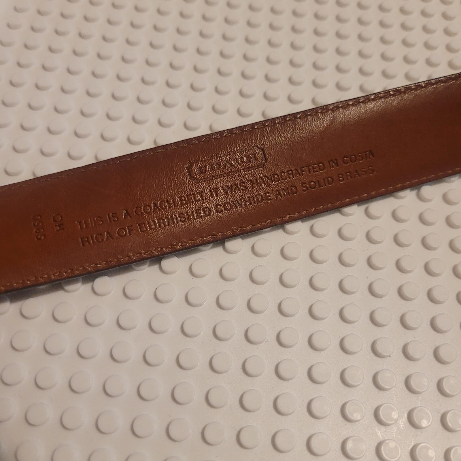 Cintura Coach nera in pelle bovina brunita fibbia in ottone massiccio misura 34