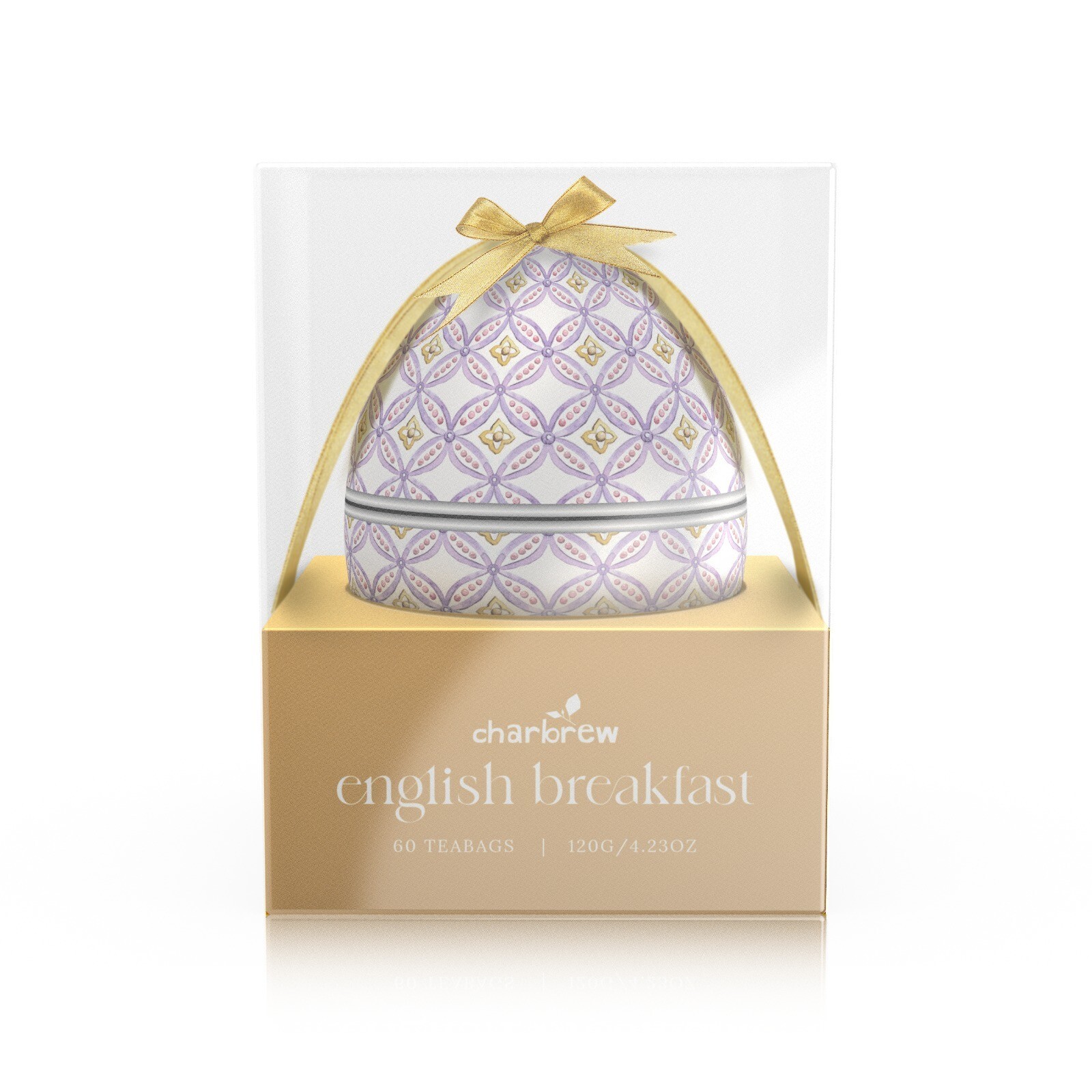 Patterned Egg Shaped English Breakfast Tea Tin - 60 Teabags by Charbrew