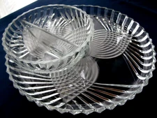 Tiara Indiana Glass Enchantment Icy Trillium Dip Bowl & 12" Platter
