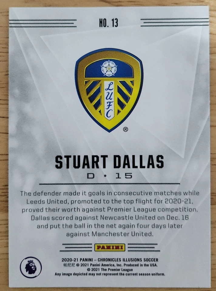 2020-21 Panini Chronicles Illusions Premier League Stuart Dallas #13 Rookie RC - Image 2 of 2