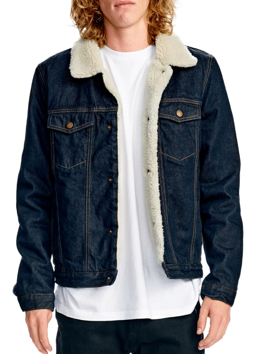 BNWT Rolla's Denim Sherpa Jacket Large Raw Indigo Rollas