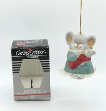 Vintage Jasco Caring Critters Chimer Mother Mouse Holding Baby Bell Ornament