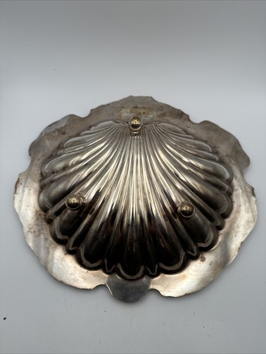 2 Matching Vintage Clamshell Silver Dish E.P.C. 10.5” By 10” Heavy&footed - Picture 3 of 10