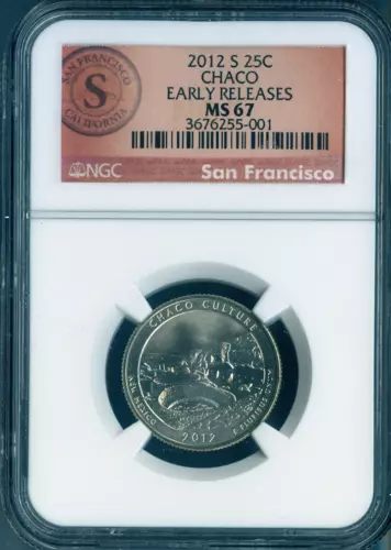2012-S Chaco  Quarter NGC MS67 Early Release Quality