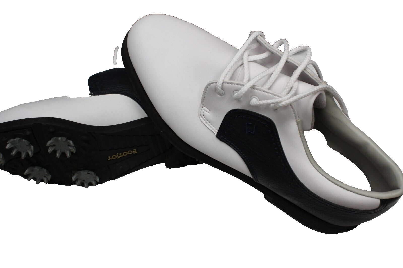 Footjoy Greenjoys Ladies Golf Shoes White Navy Waterproof Leather Upper