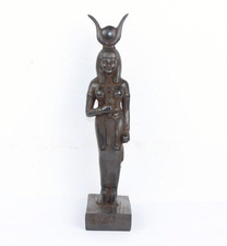 PHARAONIC ANCIENT EGYPTIAN ISIS Hathor with Ankh Protection Statue (BS)