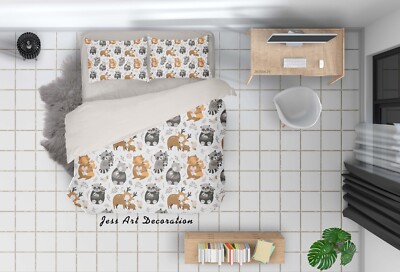 3D Cartoon Animals Floral Pattern Quilt Cover Set Bedding Sets Pillowcases 64