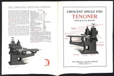 1924 Crescent Machine Co. Single End Tenoner Catalog Spec Folded Sheet