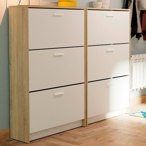Zapatero Entrada Recibidor, Mueble Zapatos 3 Puertas Madera 119,5x74x25cm - Imagen 6 de 6