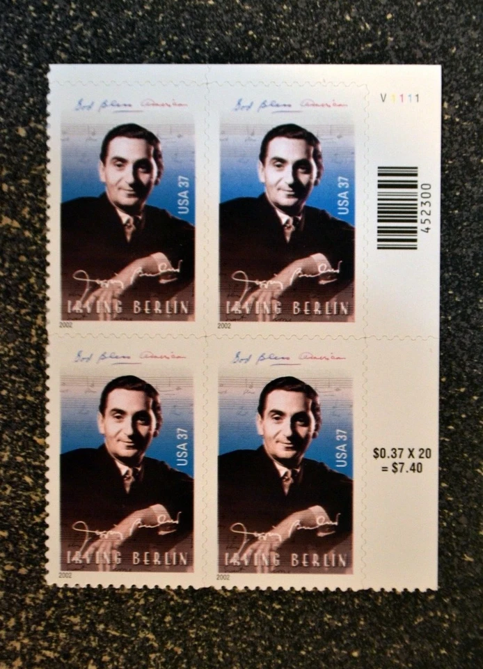 USA2002 #3669 37c Irving Berlin - Plate Block of 4 Mint NH - Image 4 of 4
