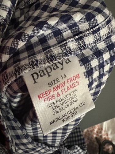 Papaya Blue And White Checked Capri Style Cropped Trousers Size 14 Eur 42 - 第 10/10 張圖片