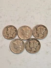 Lot Of  5, 90% Silver Mercury Dimes  1929, 1940 S,1942, 1943 S,1944 S