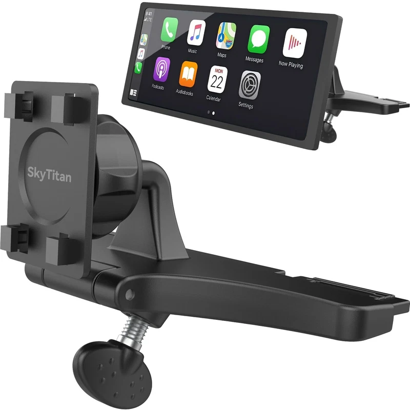 CD slot mount for portable CarPlay screens