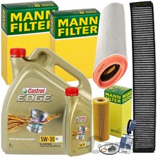 MANN FILTERSET+CASTROL 5W30 passend für BMW 3er E46 318 320 D TD CD X3 E83 2.0 D