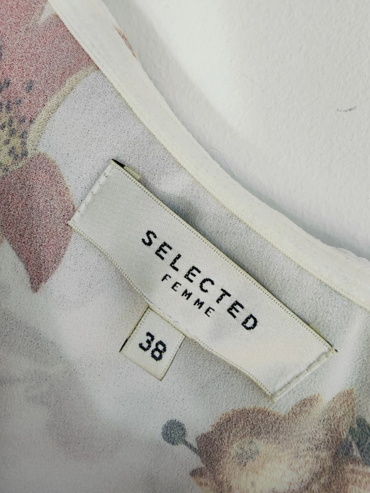 Selected Femme Size 10 Blouse One Shoulder White & Mixed Floral Print Summer - Image 2 of 4