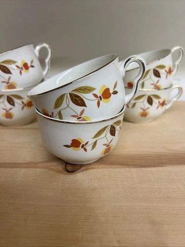 Set Of 8 Vintage Superior Hall Jewel Tea Autumn Leaf Tea Coffee Cup