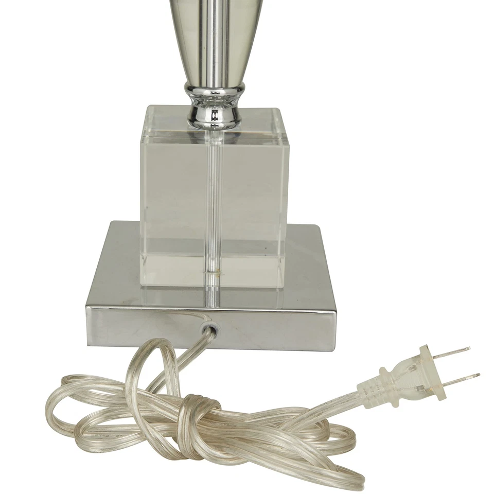 Lámpara de Mesa de Habitación de Cristal Base Transparente Lámpara de Acento con Pantalla de Tambor, Lámpara 15... Foto 2 de 4