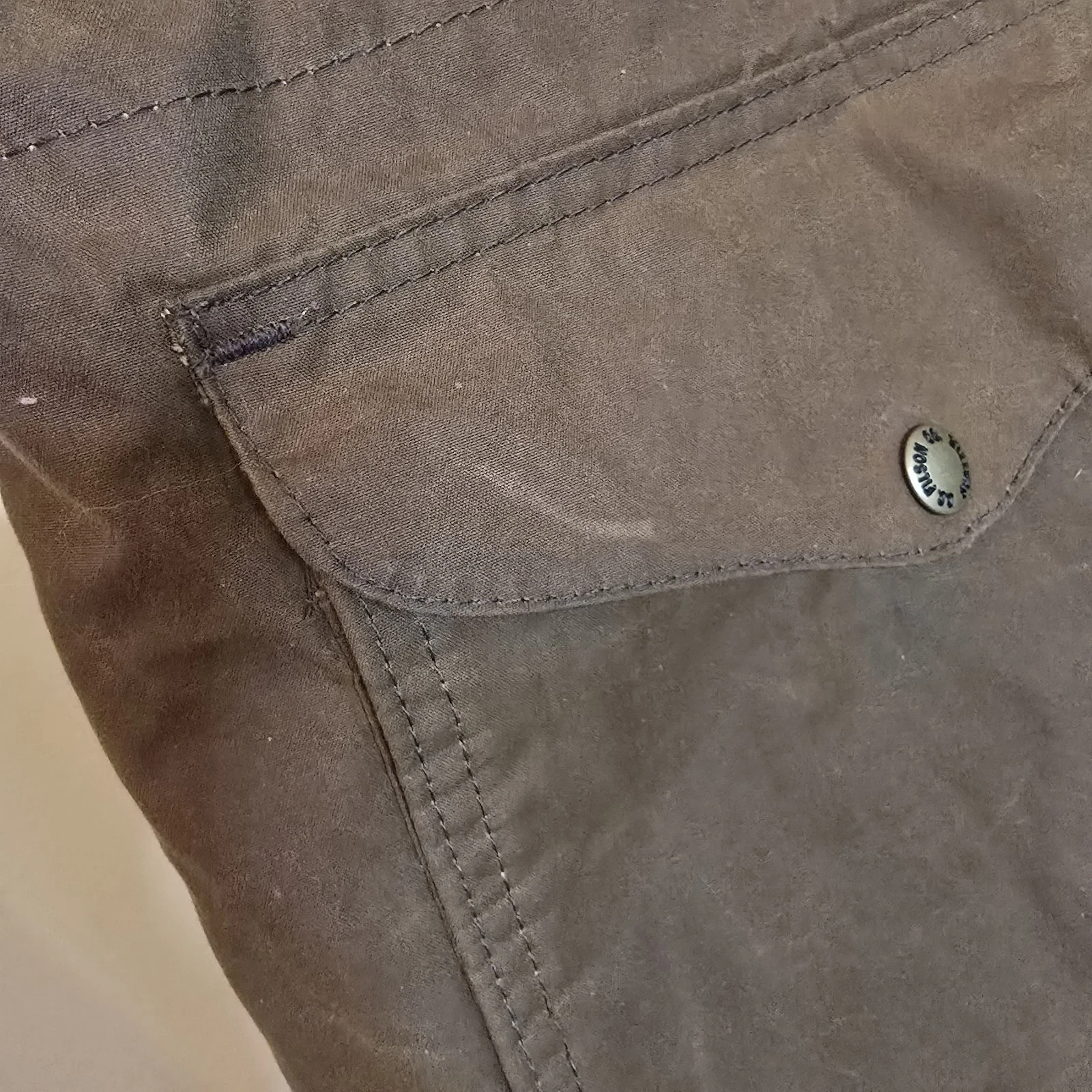 Vintage Filson Cover Cloth Mile Marker Coat XL Brown Waxed Jacket Made In USA - product detail image 9