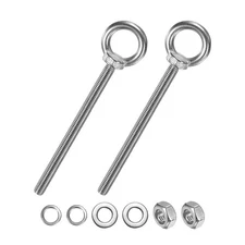2-Sets Stainless Eyebolt M10x150mm Shoulder Lifting Eye Bolt with Nuts Washers