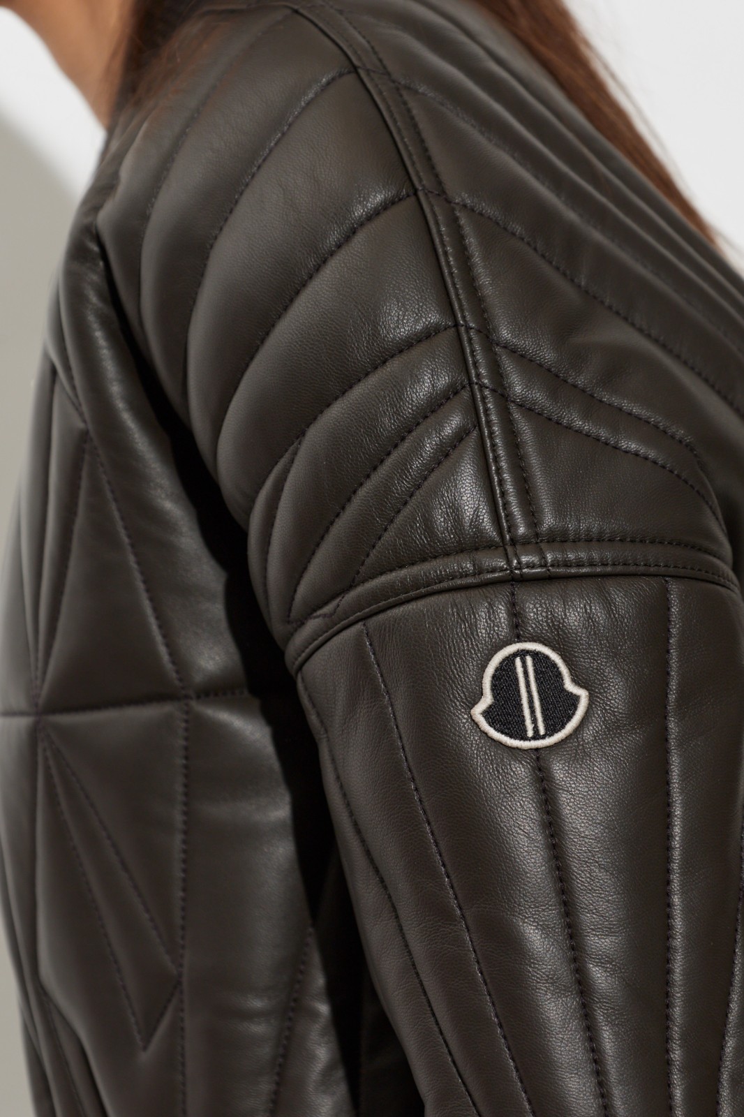 RICK OWENS Geocamo Women's Cropped Leather Dark Dust Jacket New image 2