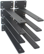8 Pack - 11 inch Black Hidden L Shelf Bracket 1/5 Inch Thicked Iron Floating ...