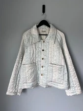 Bode Banker Stripe Jacket - Size Large - White Blue - NEW