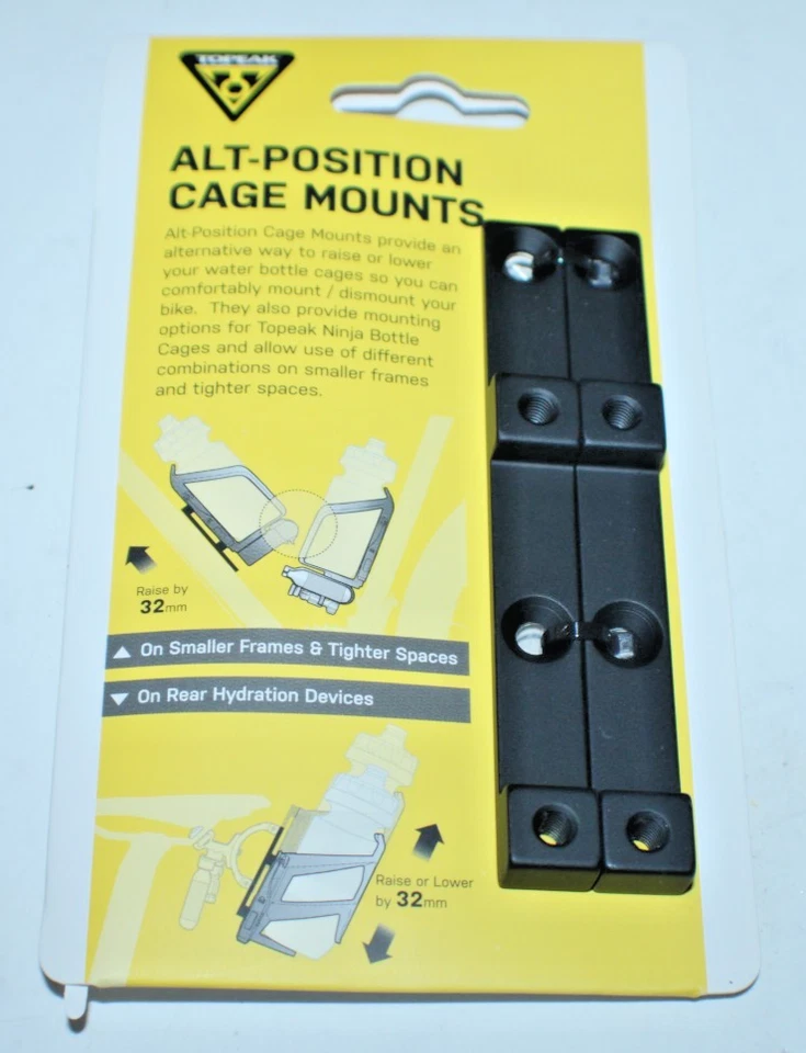 Soportes de jaula de posición alternativa para bicicleta Topeak negro TAPM01 opción de botella ninja elevación de 32 mm Foto 2 de 4