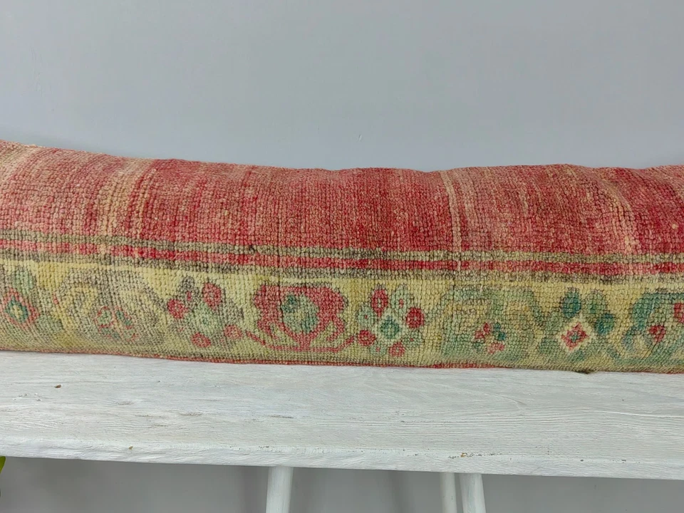 12x48 Turkish Kilim Pillow Cover - Long Lumbar Throw - Vintage Boho Cushion - Image 3 of 4